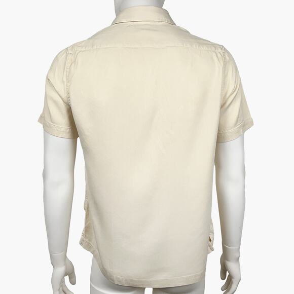 MURANO Silk Blend Short-Sleeve Button-Up Shirt (Cream | Med) - Picture 5 of 6